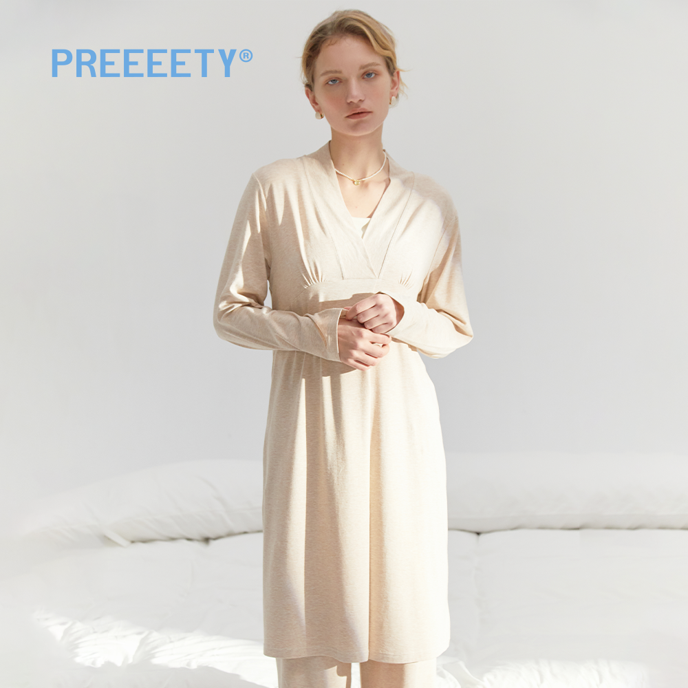 Spring and Summer Women's Breastfeeding Skirt Bamboo Fiber dress Maternity  Dress Luna Dress Breastfeeding Long Nightdress